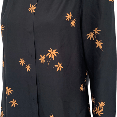 70s Black Autumn Floral Print Long Sleeve Blouse By Lady Manhattan