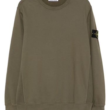Stone Island Men Logo Cotton Crewneck Sweatshirt