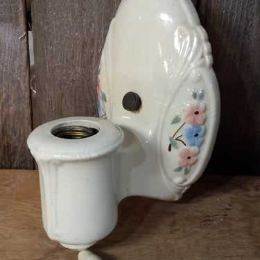 Antique Porcelain Floral Sconce 4.75