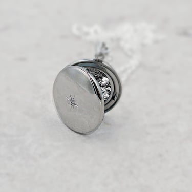 Sterling Silver Photo Locket, North Star Jewelry, Starburst Pendant, Photo Jewelry, Gift for Her, Art Deco 