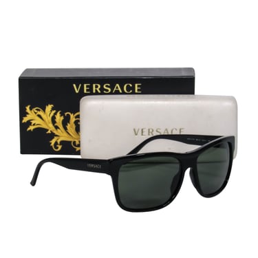 Versace - Black Rectangular Browline Sunglasses