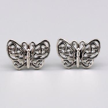 90's 925 silver Peter Stone celtic knot butterfly studs, dainty PSCL open work sterling earrings 