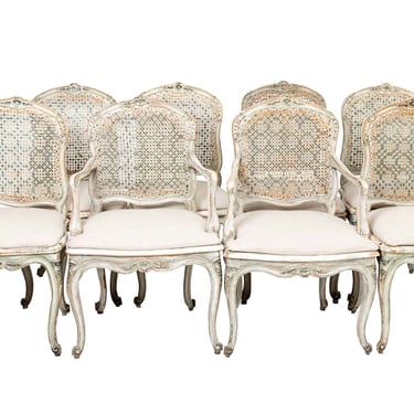 Set of Eight French Louis XV Dining Chairs