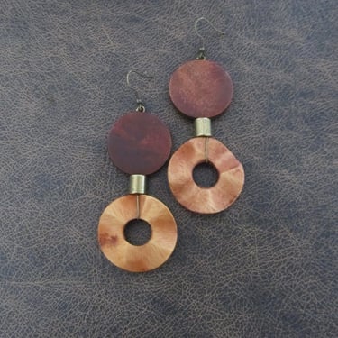 Large wooden bold statement earrings 