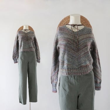 wool crop sweater - xs - womens vintage 90s mohair Angora mohair long sleeve cropped sweater size extra small 