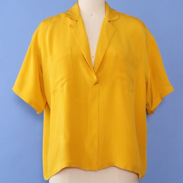 Norma Kamali Marigold Silk Blouse L