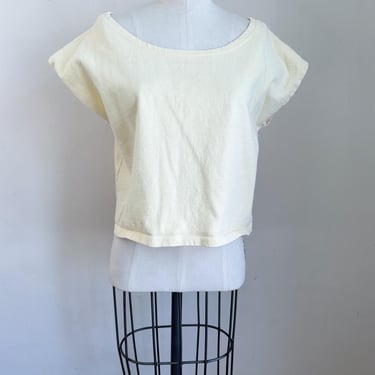 Vintage 1980s Butter Yellow Cotton Top / S-M 