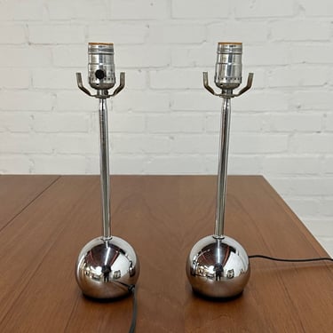 Pair of Chrome Sphere Table Lamps 