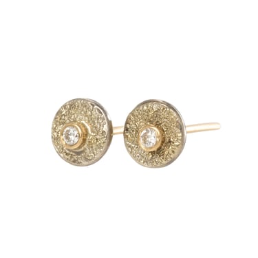 Tricia Stud Earrings - 22k/18k/14k Gold, Oxidized Silver + VS White Diamonds