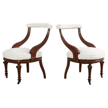Pair of English Regency Period Mahogany Cock Fighting Chairs
