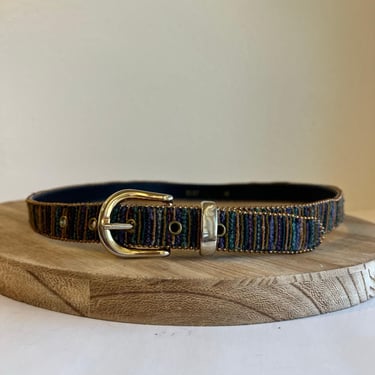 Vintage 90s Rainbow Multicolor Golden Buckle Beaded Trim  display picture 1
