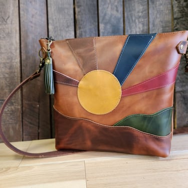 Warehouse sale  | One of a Kind Mountain Scape Classic Tote | Only a few Available |  Bourbon 