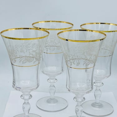 Set of Four Mikasa Antique Lace Wine Glasses- Nice Condition 