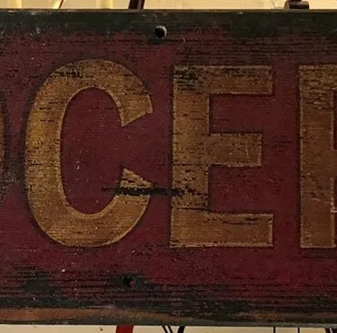 Antique Country Store Painted “Groceries" Trade Sign Advertising | Kitchen Décor