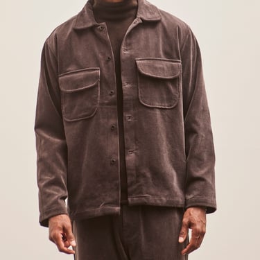 Evan Kinori Cotton Corduroy Field Shirt, Dark Taupe
