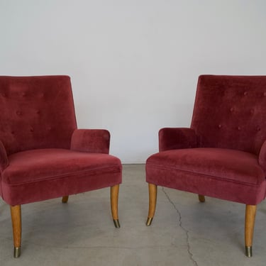 Pair of 1950's Mid-century Modern Wingback Lounge Chairs 
