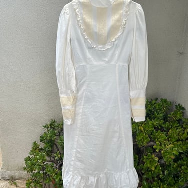 Vintage cotton prairie style handmade dress lace Sz XXS 
