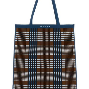 Marni Man Embroidered Fabric Shopping Bag