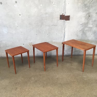 Set of Three Mid Century Modern Teak Stacking Swedish End Tables