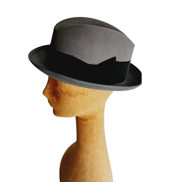 Vintage 60s Mens Fedora Borsalino Hat Gray Wool Size 7 