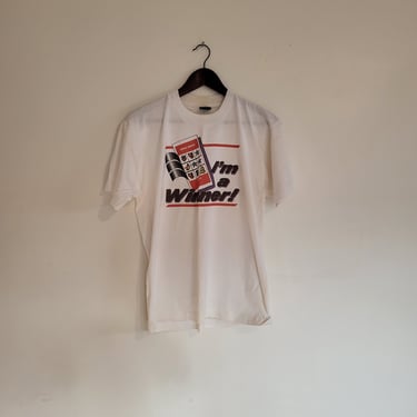 Vintage 1980's 50-50 Lottery Distressed Thin T-Shirt / Medium / 