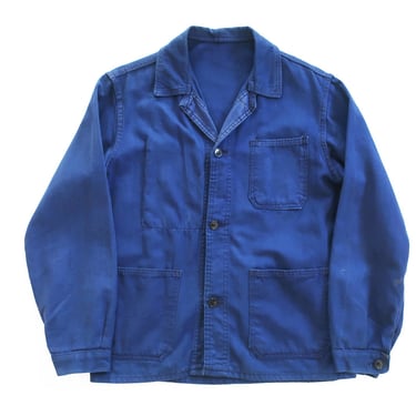 French chore coat / vintage workwear / 1970s French blue cotton chore coat jacket Medium 