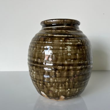 Mid Century Ceramic Stoneware Studio Pottery Vase, Signed 