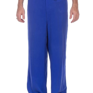 1990S Electric Blue Silk Pants 