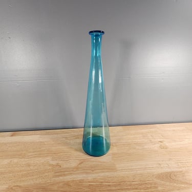 Large Blue Glass Italian Decanter Vase 20" Tall 