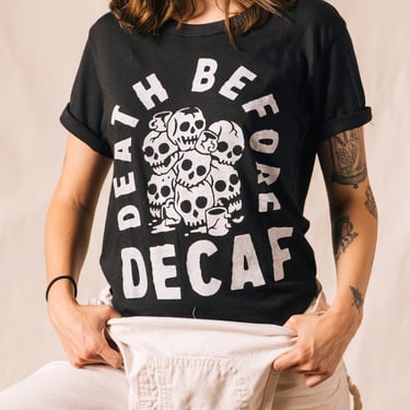 Death Before Decaf Coffee Mens Graphic Tshirt, Funny Coffee Shirt, Shirts with Sayings, Foodie Gift, Food Tshirt, Black Coffee Lover, Cafe 