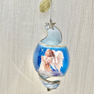 Porcelain Angel Ornament, Starlight Blessing, Bradford Collectible, Vintage 2001, Original Tags, NOS, Deadstock 