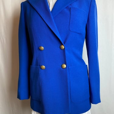 Vintage 90’s blazer  ~Bright blue Ralph Lauren double breasted with chunky gold buttons~ scholastic vibes preppy size 2 Petite 