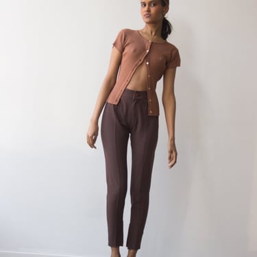 1980s Issey Miyake Stretch Umber Spandex Trouser with Zip Ankles 