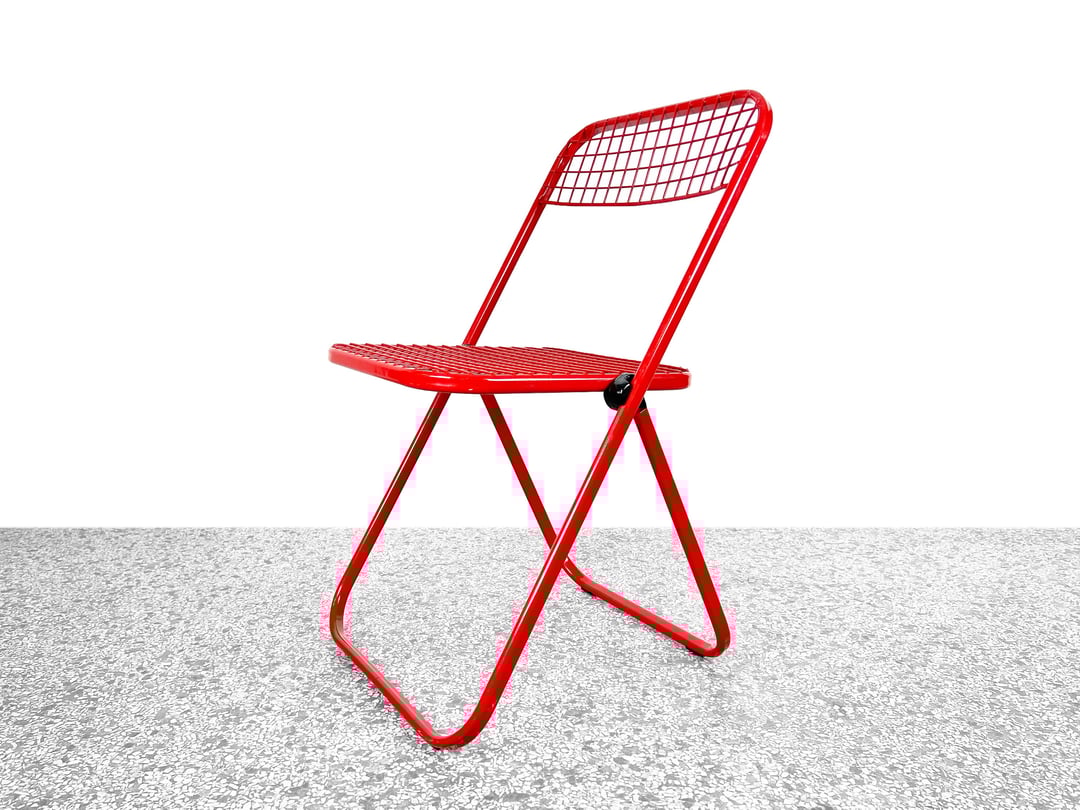 Vintage Red Metal Folding Chair by Talin Jeffery Stuart Ft
