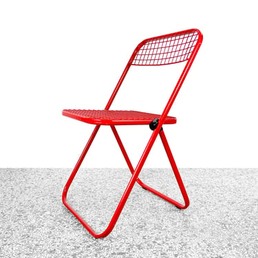 Vintage Red Metal Folding Chair by Talin 