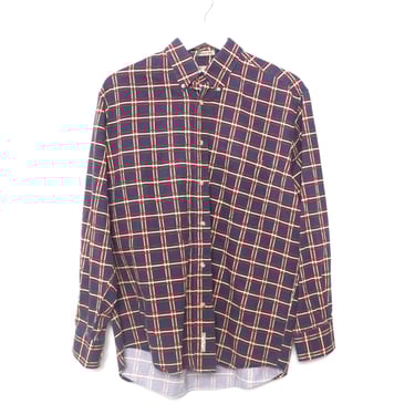 vintage CHECK pattern red and blue 1990s y2k slouchy skater vintage 90s button down shirt -- medium (oversize) - Free shipping U.S.A 