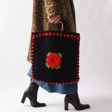 Vintage Rose Crochet Bag