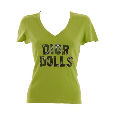 Dior Dolls Lime Green Plaid Logo Top