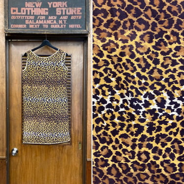 Vintage 1960’s Leopard Print Cotton Wrap Mod Go Go Dress, Vintage 1960’s Dress, Leopard Print, Wrap Dress, Cotton Dress, Mod, Go Go 