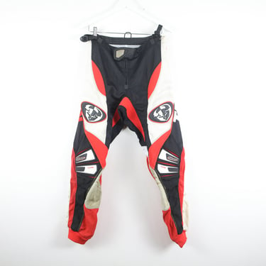 vintage MOTOR CROSS biker black & red FOX brand 90s y2k motocross dirtbike pants size 32 waist 