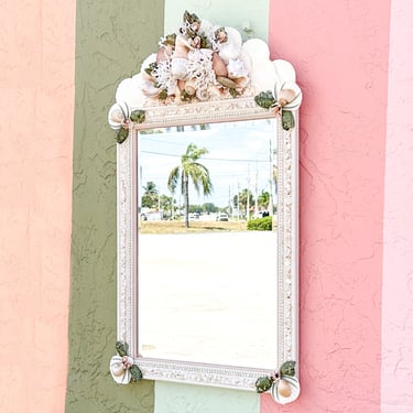 Pink and Green Tropical Shell Mirror