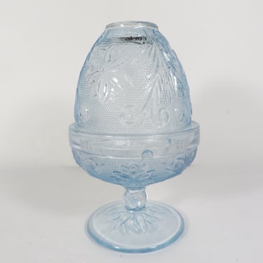 Vintage Tiara Indiana Blue Sandwich Glass Fairy Lamp Tea Light 
