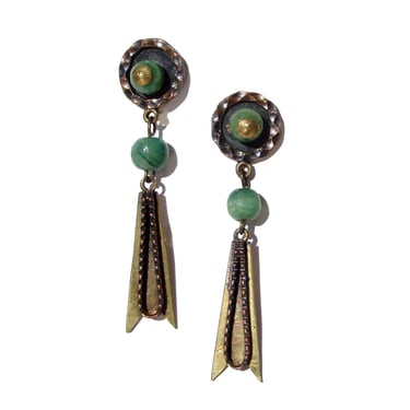 Vintage 60s Mexican Earrings Mixed Metals Dangle Drops 