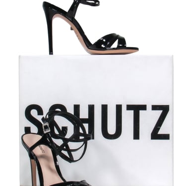 Schutz - Black Patent Leather Wrap Ankle Strap Heels Sz 6