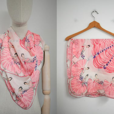 1940s/50s Ballerina Silk Scarf 