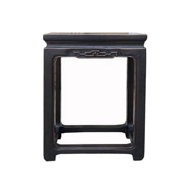 Oriental Black Lacquer Rectangular Wood Stool Bench Table cs7254E 