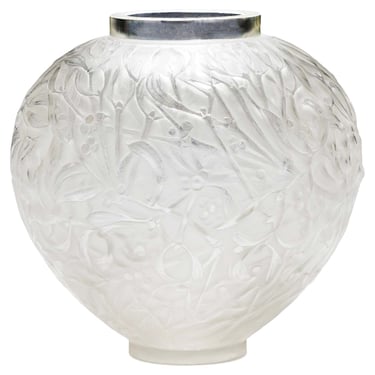 René Lalique &quot;Gui&quot; Frosted Glass Vase, 1920's