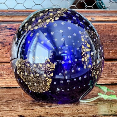 Blue Art Glass Paperweight~Hand Blown Glass Paperweight 