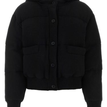 Prada Women Black Stretch Wool Blend Padded Jacket