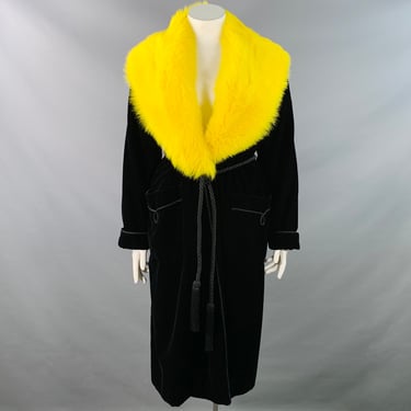 RALPH LAUREN COLLECTION FW19 Size 12 Black Yellow Velvet Robe Coat